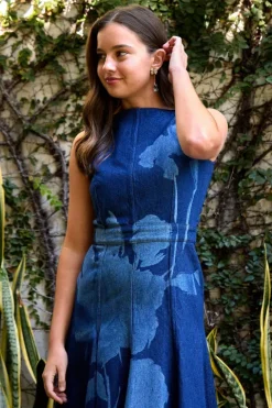 Denim Fit And Flare Midi Dress