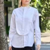 Eco Poplin Tuxedo Shirt With Bib Flap