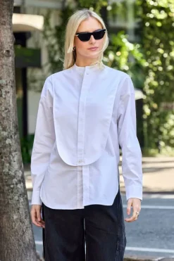 Eco Poplin Tuxedo Shirt With Bib Flap