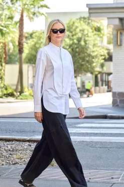Eco Poplin Tuxedo Shirt With Bib Flap