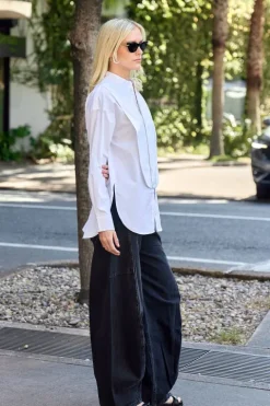 Eco Poplin Tuxedo Shirt With Bib Flap