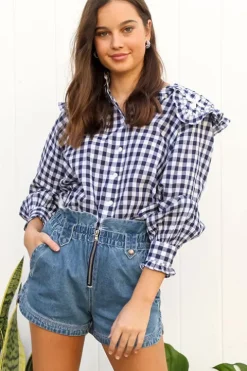 Gina Gingham L/Slv Blouse - FINAL SALE