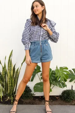 Gina Gingham L/Slv Blouse - FINAL SALE