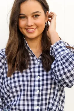 Gina Gingham L/Slv Blouse - FINAL SALE