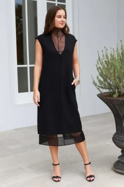 Melee Crepe V-Neck Dress