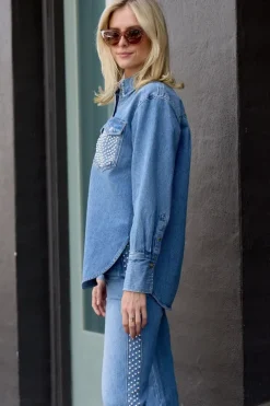 Oversized Pearl Studded Shirt
