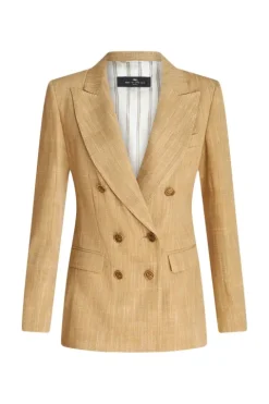 Slub Fabric Double Breasted Jacket